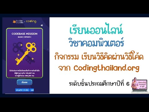 กิจกรรม เรียนวิธีคิดผ่านวิธีโค้ดจาก Codingthailand.org  ระดับชั้นประถมศึกษาปีที่ 6
