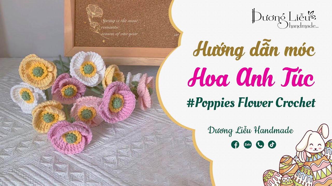 #107 Crochet Poppy FLower | Móc Hoa Anh Túc Khá Nhanh Và Đơn Giản | Dương Liễu Handmade