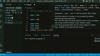 Python Swap Program Using 3Rd Variable