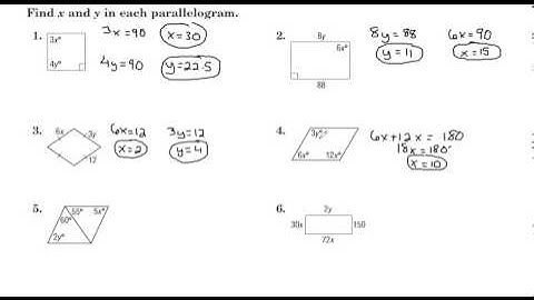 Solving for Variables in Parallelograms