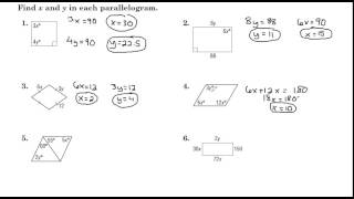 Solving for Variables in Parallelograms