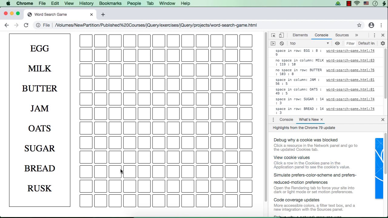 Word Search Game using jQuery: Part 5 - YouTube
