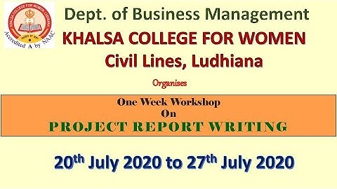Workshop on Project Report Writing