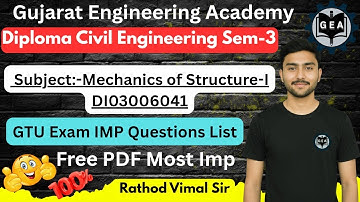 💯Mechanics of Structure-I TOP IMP Questions 2025🔥| Diploma Civil Sem-3 💯| GTU Exam Most IMP📘✨#gtuimp