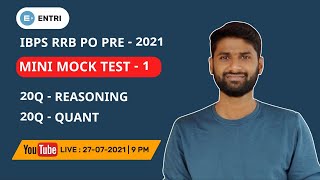 IBPS RRB PO PRELIMS 2021 | MINI MOCK TEST - 1 | BANK PO PREPARATION,  PRACTICE | ENTRI APP TELUGU