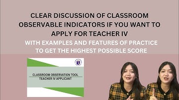 COT FOR TEACHER IV APPLICANT | Observable Indicators with Features of Practice and Examples