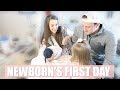 NEWBORN'S FIRST DAY // BIG SISTER MEETS NEW BABY // BRINGING NEWBORN BABY HOME