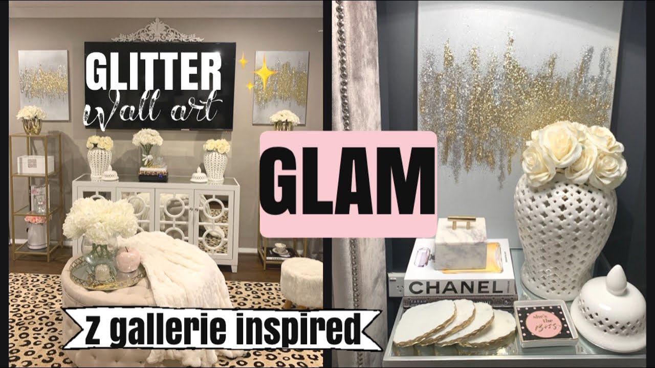 Z GALLERIE INSPIRED GLITTER WALL ART, DIY GOLD GLITTER ART