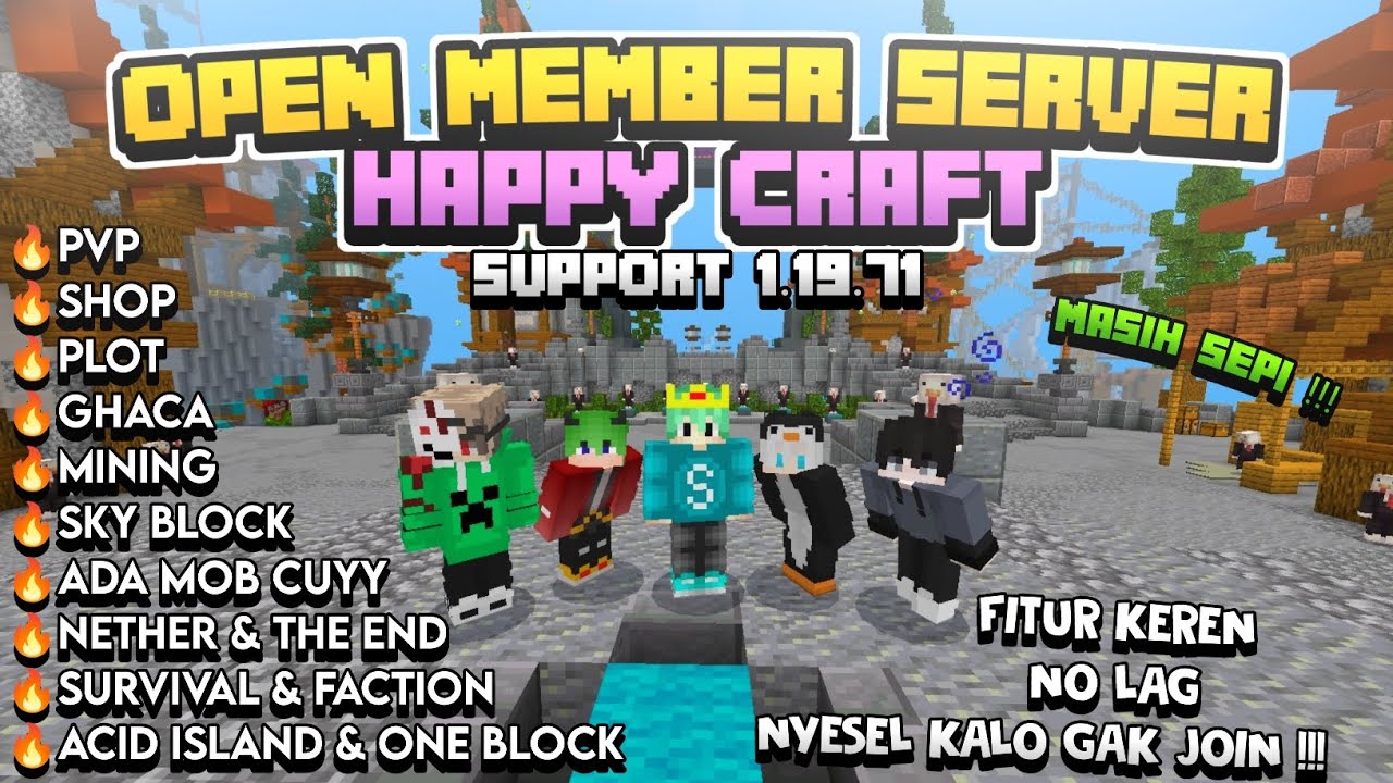 OPEN MEMBER SERVER MINECRAFT PE ON 24 JAM !!! SURVIVAL ONLY VERSI 1.19 ...