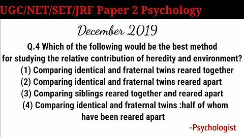 Q4-IN DEPTH - UGC NET/JRF Paper 2 (PSYCHOLOGY) Dec 2019