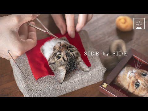 ??????????????? 6 - Needle felting Cat "SIDE by SIDE"  A process of making a cat with wool felt.