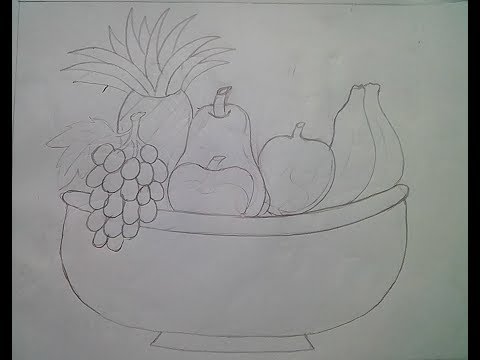 Como desenhar uma tigela de frutas bonito e cor-lo. - Parte 1