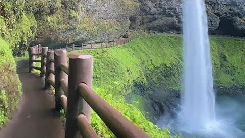 Beautiful world 4k #travel #nature #oregon#walking behind waterfall