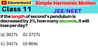 If the length of second’s pendulum is decreased by 2%, how many seconds, it will lose per day