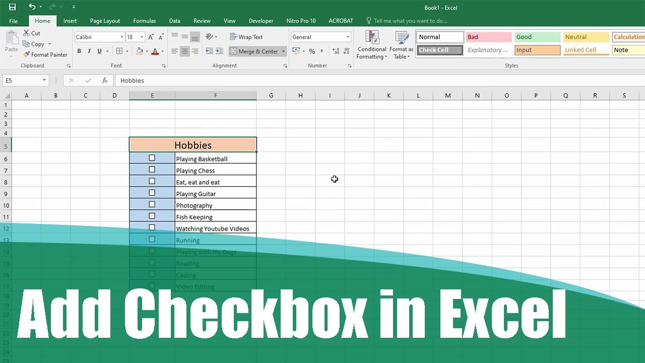 How to Add Checkbox in Excel - YouTube