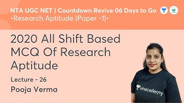 2020 All Shift Based MCQ of  Research Aptitude| Research Aptitude | NTA UGC NET JRF 2021 Pooja Verma