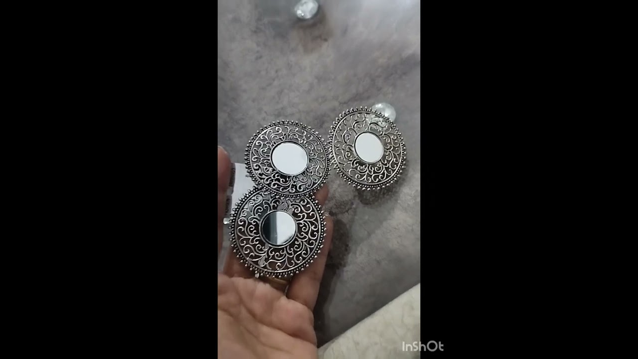 oxidised mirror Ring# beautiful Mirror earrings# silver set# my collection ❤️ AD collection ❤️