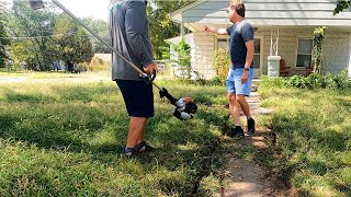 Homeowner NOT EXCITED For FREE Overgrown Lawn Transformation, Said Do WHATEVER.