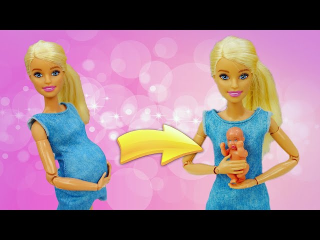 O bebê da Barbie está para chegar! Boneca Barbie grávida vai para o  hospital! Vídeos para meninas 