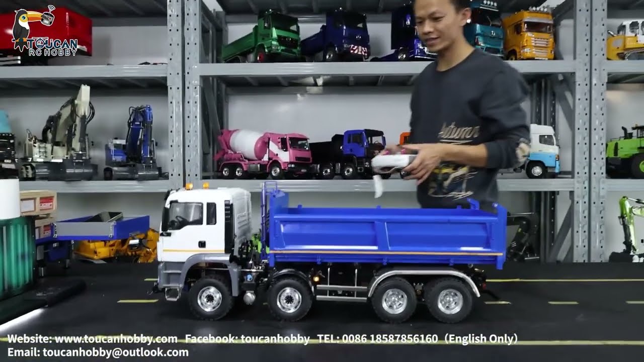 LESU 1/14 8*8 Metal Chassis RC Hydraulic Dumper Truck with Light&Sound, diff lock, two speed