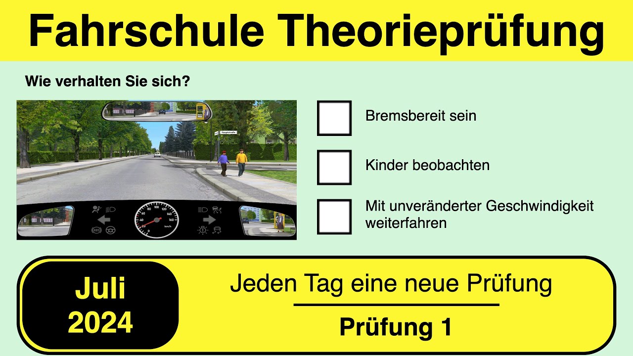 🚘 Führerschein Theorieprüfung Klasse B 🚗 Juli 2024 - Prüfung 1 🎓📚 - YouTube