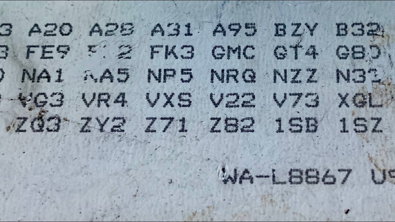 Chevrolet Truck Vin Decoder Chart