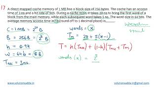 GATE 2020 | CO | DIRECT MAPPED CACHE MEMORY | GATE TEST SERIES | SOLUTIONS ADDA | EXPLAINED BY POOJA