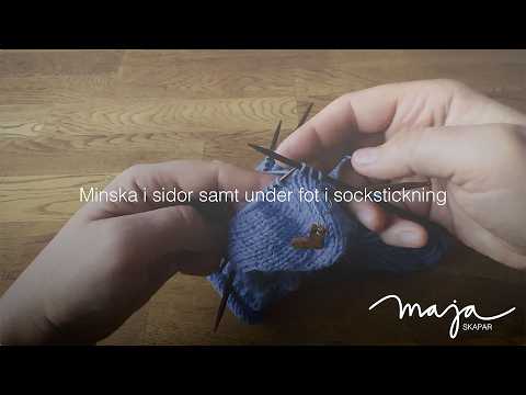 Maja Skapar Kurs | Hälkil - minska i sidor samt under fot i sockstickning