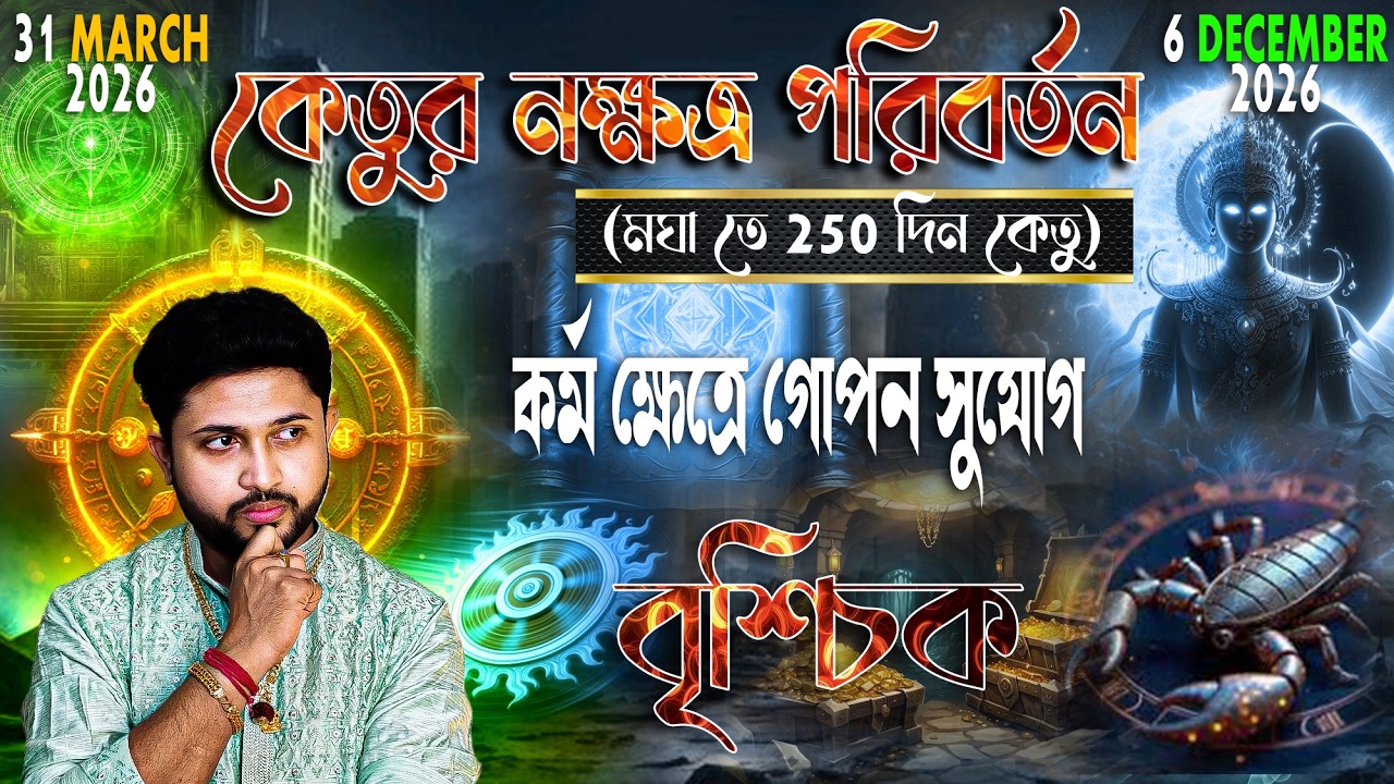 বৃশ্চিক রাশি (Scorpio)। কেতুর নক্ষত্র পরিবর্তন  (মঘা তে 250 দিন কেতু) ।