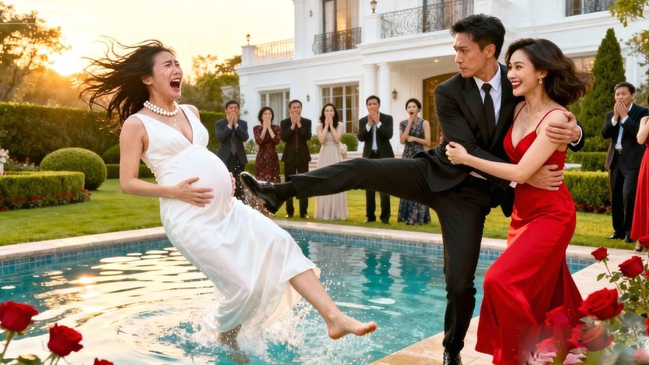Husband shoved pregnant wife into pool—then learned SHE was the father! Regret flooded him.