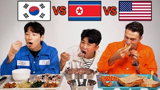 People Try Each Country's PRISON Food For the First Time!! (North Korea, South Korea, USA)
