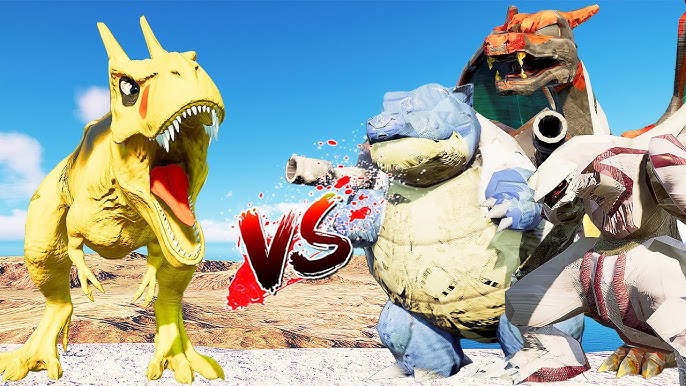 T REX Pikachu vs Marvel & DC Heros Fight in Jurassic World Evolution 