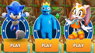 Sonic Dash vs Blue from Rainbow Friends Subway Run - Movie Sonic vs Cream vs All Bosses Zazz Eggman screenshot 3