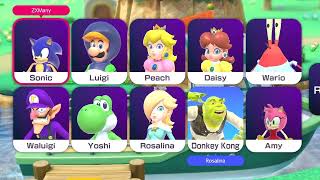 Funny Coin Battle: Mario Party Superstars Mods BRO VS SIS! *Shrek, Sonic, Spongebob Mr Krabs, Luigi*