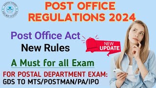 POST OFFICE REGULATIONS 2024 : (WHAT IS NEW) PO Act 2024 l @PostalStudy #gdstopa
