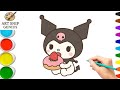 How to Draw Cute Kuromi Eating a Donut! 🍩✨ | Easy Coloring for Kids