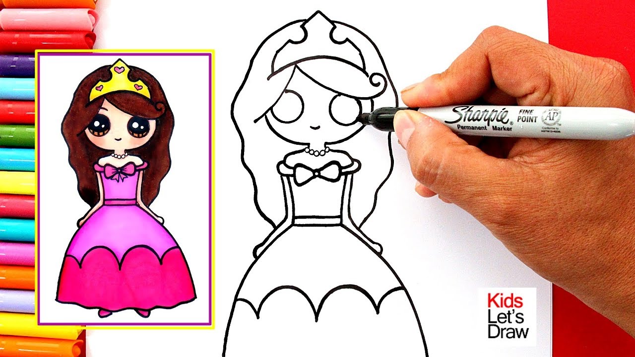 Featured image of post Dibujos Para Pintar De Princesas Kawaii Dibujo de disfraz de princesa para colorear