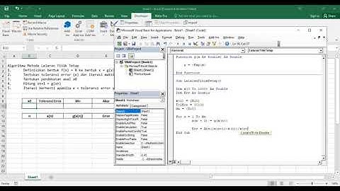 Metode Lelaran Titik Tetap (Fixed Point Iteration) Visual Basic Microsoft Excel