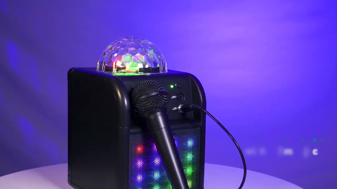 Vonyx SBS50W Enceinte Karaoké avec Microphone - Blanche, Fonction Bluetooth  et Effet Lumineux LED, Autonomie 3-4h Max, Jelly Ball, Boule Disco
