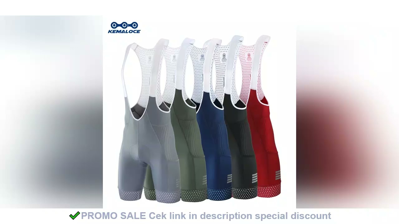 KEMALOCE Cycling Bib Shorts With Side Pockets Man Blue&Grey&Red Bike Shorts Gel Pad High Quality Com