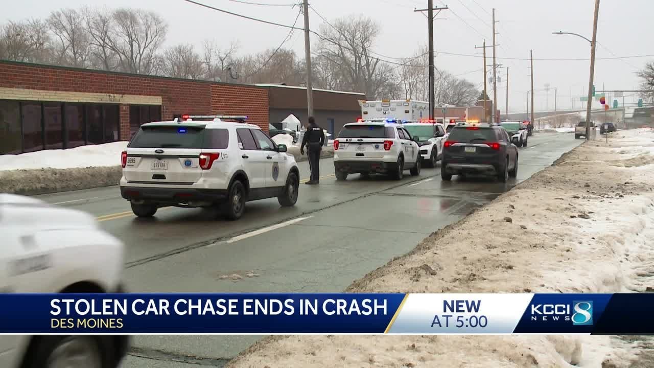 Police chase with stolen vehicle ends in crash - YouTube