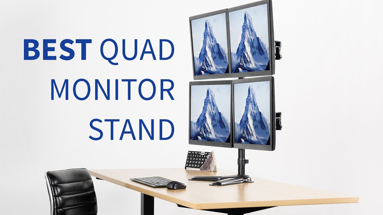 VIVO Quad Freestanding Full Motion Aluminum VESA Computer Monitor Mount Desk Stand, Fits 17 to 32 inch Screens, STAND-V104Z - 2