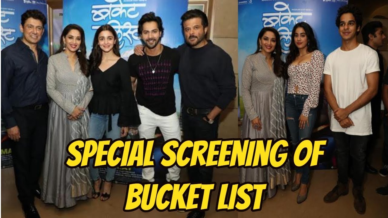 Janhvi ,Varun Dhawan and Alia Bhatt with Madhuri Dixit at the special screening Bucket List