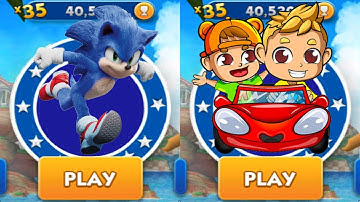 Sonic Prime Dash vs Vlad and Niki Run - Movie Sonic vs All Bosses Eggman Zazz All Characters Unlock