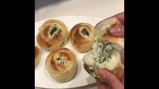 تشكيل معجنات ورود ٣ اشكال جبنة و بقدونس و زعتر 3shapes of milk bread with cheese stuffing