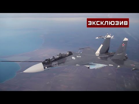 Дозаправка Су-30СМ и Ту-142 над Черным морем