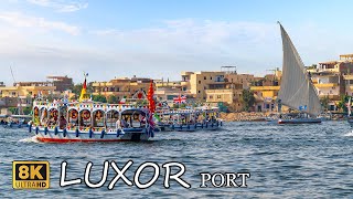 Luxor Cruise Port The Most Scenic Walk Near The Nile River in Egypt 8K ( with Captions )