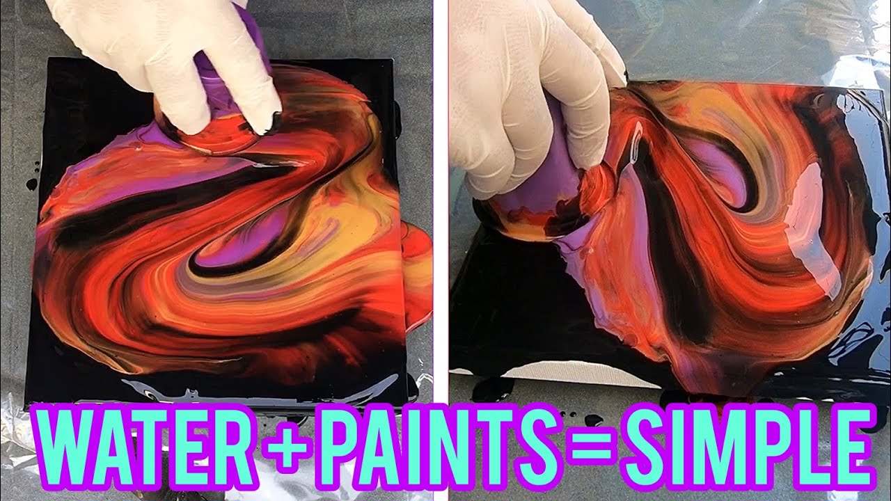Acrylic Pouring For Beginner - Flip Cup | Easy Just Water and Paint (48 ...