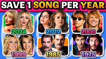Thumbnail of SAVE 1 SONG PER YEAR 🎶 2024 - 1975 ✨ (6 Songs Each Year) | Music Quiz