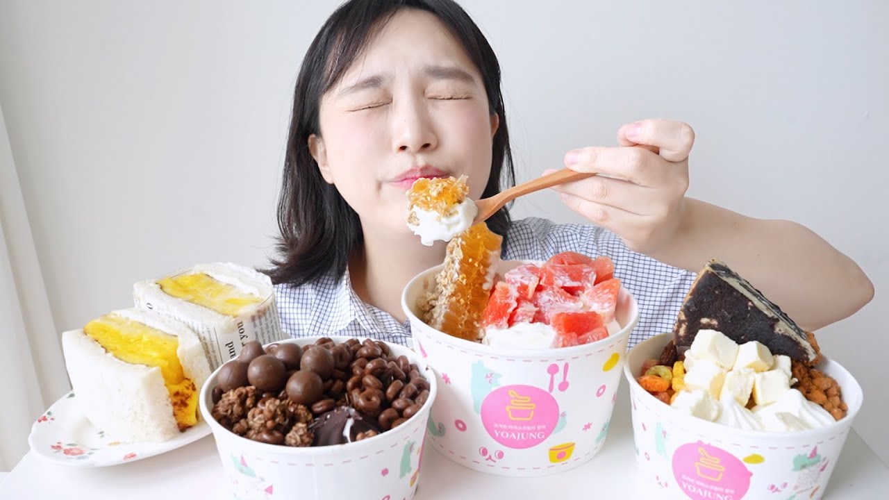 토핑 잔뜩 올린 요아정 먹방💫요즘 내 입 터지게 만든 주범… 요아정 꿀조합 top3 (ft.달걀 샌드위치) REALSOUND MUKBANG | Yogurt ice cream :D